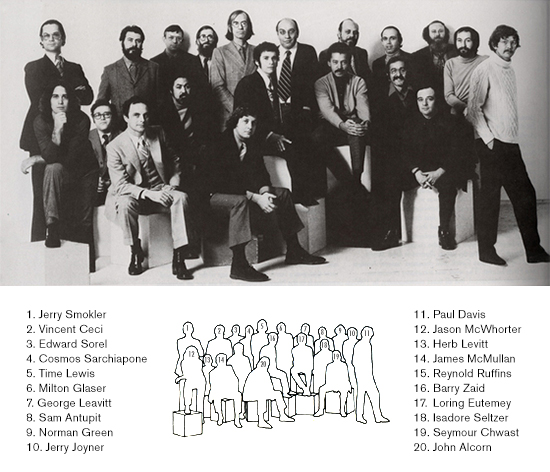 Push Pin Studios press photo, featuring current and former members, circa 1970.